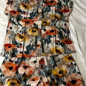 Floral Button-Up Top and Shorts Set